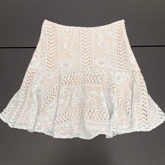 Baby Blue Lace Mini Skirt with Lining - Small - Picture 3 of 10